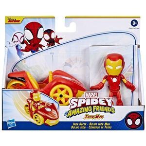 Figurina cu vehicul, Spidey and his Amazing Friends, Iron Man cu Iron Racer, F3992 imagine
