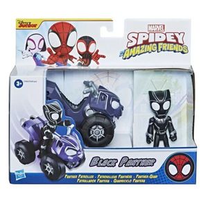 Figurina cu vehicul, Spidey and his Amazing Friends, Black Panther si Panther Patroller, F1943 imagine