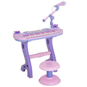 HOMCOM pianina pentru copii cu taburet si microfon | AOSOM RO imagine