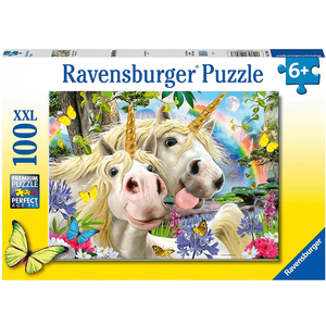 Puzzle 100 piese - XXL - Don't Worry, Be Happy - Selfie Unicorns | Ravensburger imagine