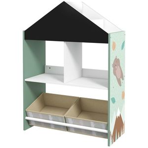 ZONEKIZ Raft de depozitare pentru jucării pentru copii cu sertare și rafturi detașabile, de culoare verde | Aosom RO imagine