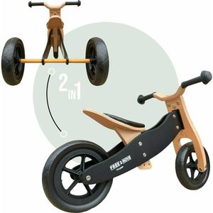 Bicicletatricicleta fara pedale Free2Move din lemn 2 in 1 brownblack 1-3 ani imagine