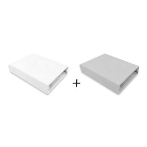 Set 2 cearceafuri cu elastic pentru patut 90x50 cm din bumbac Qmini white and grey imagine