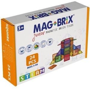 Set magnetic Magbrix Junior 24 piese patrate - compatibil cu caramizi de constructie tip Lego Duplo imagine