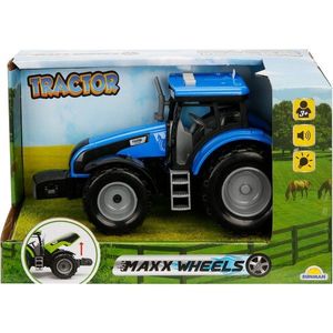 Tractor albastru cu lumini si sunete, Maxx Wheels, 18 cm imagine