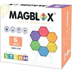 Set magnetic de constructie transparente, Magblox, Hexagon, 6 piese imagine