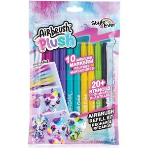 Set creativ, Airbrush Plush, 10 markere colorate si 2 sabloane imagine