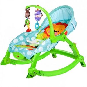 Scaun si balansoar MalPlay cu vibratii , jucarii detasabile pentru bebelusi, verde/albastru 0 - 18 kg (fara cutia originala) imagine