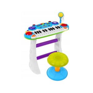 Instrument muzical MalPlay Orga electronica cu microfon si scaun, 45 cm, Albastru si Verde (fara cutia originala) imagine