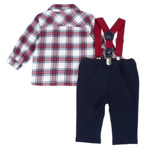 Costumas copii Chicco pentru Craciun, camasa si pantaloni, Albastru, 75722-65MFCI imagine