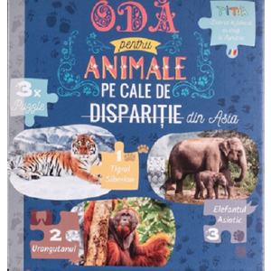 Puzzle 3x50 piese - Oda pentru Animale pe cale de disparitie din Asia | Titia imagine