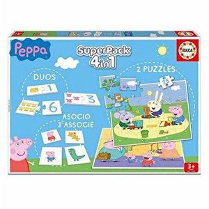 Pachet puzzle Pepa Pig, 2 x 25 piese + 2 jocuri carti imagine