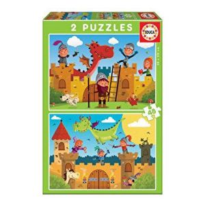 Puzzle Dragons and knights, 2 x 48 piese imagine