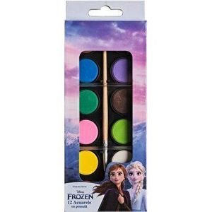 Acuarele tip pastila + pensula Frozen, 12 culori imagine
