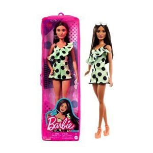 Papusa Barbie Fashionistas - Bruneta cu salopeta verde imagine