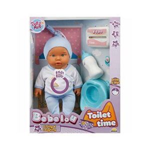 Papusa bebelus Dollzn More - Bebelou Toilet Time, 35 cm, albastru imagine