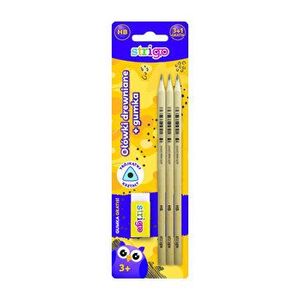 Set 3 creioane HB Strigo + guma de sters, in blister imagine