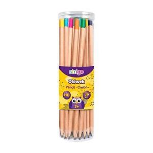 Set creioane HB Strigo, cu terminatie multicolora, 36 buc imagine
