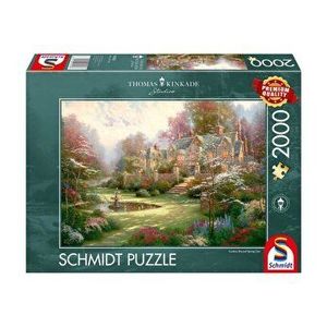 Puzzle Schmidt - Thomas Kinkade - Gradini dincolo de Poarta Primaverii, 2000 piese imagine