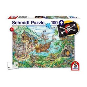 Puzzle Schmidt - Insula piratilor, 100 piese + steag pirat cadou imagine
