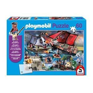 Puzzle Schmidt - Playmobil - Piratii, 60 piese + figurina Playmobil cadou imagine