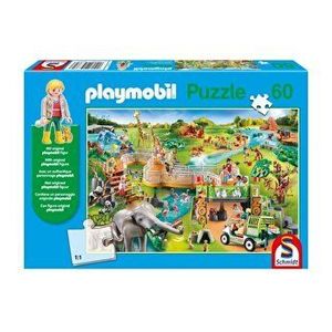 Puzzle Schmidt - Playmobil - Gradina zoologica, 60 piese + figurina Playmobil cadou imagine