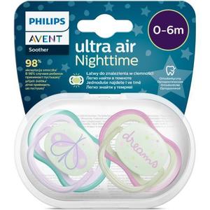 Set 2 suzete Philips-Avent SCF376/19, ultra air NightTime 0-6 luni, Ortodontice, fara BPA, Fosforescent, Dreams/Fluturas imagine
