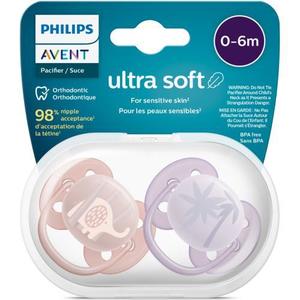 Set 2 suzete Philips-Avent SCF091/09, ultra soft 0-6 luni, Ortodontice, fara BPA, Tropical/Elefant imagine