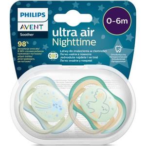 Set 2 suzete Philips-Avent SCF376/18, ultra air NightTime 0-6 luni, Ortodontice, fara BPA, Fosforescent, Pasare/Stea imagine