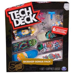 Set 6 mini placi skateboard, Tech Deck, Bonus Pack, Santa Cruz, 20140839 imagine