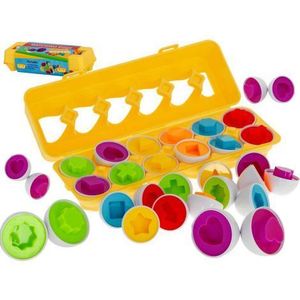 Joc educativ Matching eggs, Set 12 oua pentru invatarea formelor si culorilor Ikonka IK17739 imagine