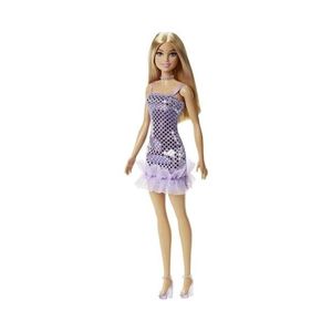 Papusa - Barbie tinute stralucitoare blonda cu rochita mov | Mattel imagine