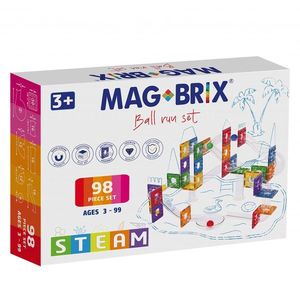 Set magnetic de constructie, Magblox, Circuit cu bile, Magbrix Marble Run, 98 piese imagine