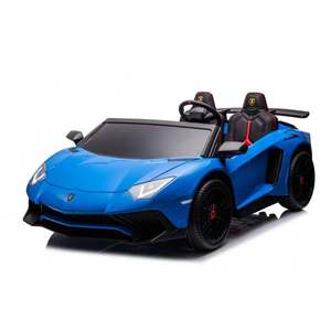 Masinuta electrica pentru copii 3-15 ani, Lamborghini Aventador SV 300W 24V Premium, culoare Albastra imagine