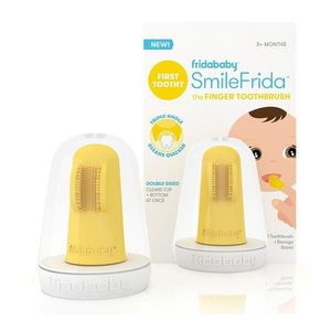Periuta de dinti Fridababy pentru deget cu peri moi silicon fara BPA 3 luni+ galben imagine