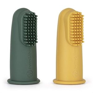 Set 2 periute de dinti PetiteMars pentru deget cu peri moi silicon galbenverde imagine