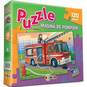 Puzzle - Masina de pompieri 120 piese imagine