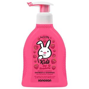 Gel de Dus si Sampon cu Zmeura - Sanosan Kids Shower & Shampoo, 200 ml imagine
