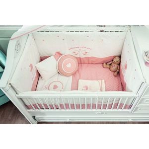 Set de dormit pentru bebelusi cu protectie laterala, Romantic Baby (80x130 Cm), Çilek, Bumbac imagine
