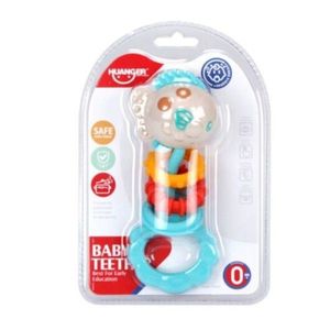 Jucarie pentru dentitie copii, Rattle Toys, HE0137, 0M+, silicon/plastic, multicolor imagine