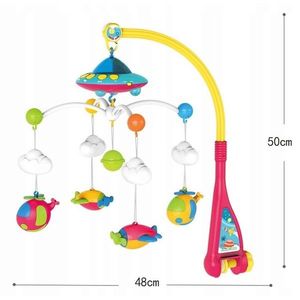 Carusel muzical pentru patut, O Baby, HE0303, 0M+, plastic, multicolor/roz imagine