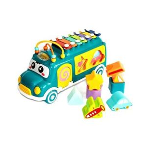 Jucarie muzicala autobuz, Baby Piano Bus Blocks, HE8023, 18M+, plastic, multicolor imagine