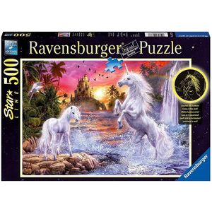Puzzle - Glow in the dark - Unicorni la rau - 500 piese | Ravensburger imagine