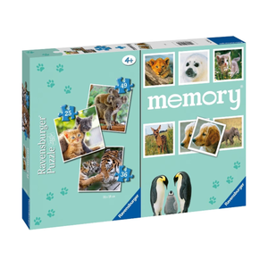 Set 3 puzzle + Joc memory animale - 110 piese | Ravensburger imagine