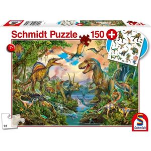 Puzzle 150 piese - Wild Dinosaurs (cu tatuaj) | Schmidt imagine