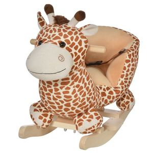 HOMCOM leagan din lemn, balansoar pentru copii in forma de girafa, jucarii pentru copii 60x33x45 cm | AOSOM RO imagine