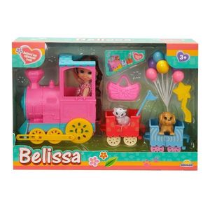 Set de joaca papusa Belissa, Trenul si animalutele dragute, Roz imagine