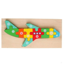 Puzzle din lemn - Avion - 10 piese | 838 Toys Factory imagine