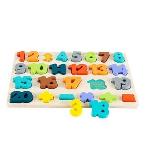 Puzzle incastru din lemn cu numere de la 1 la 20, 26 bucati, Phoohi, PH07J012, multicolor imagine