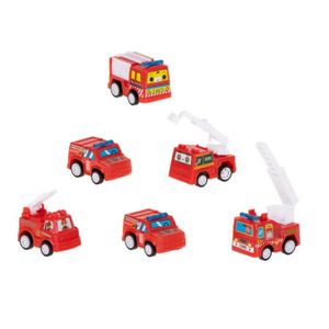 Set cu masini de pompieri, 6 piese, 10 x 11 x 3 cm, plastic, multicolor imagine